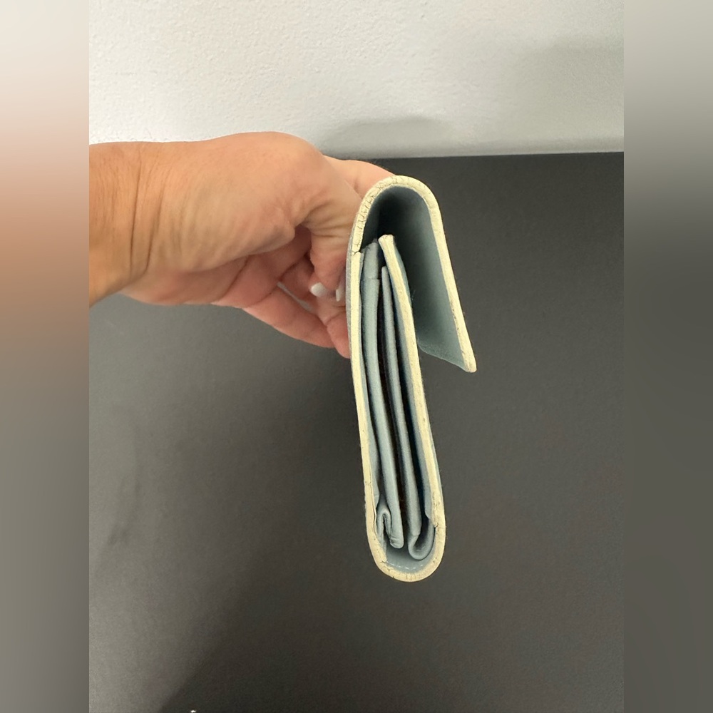 Loewe Light Blue Textured Wallet W Cream Piping. Great Condition W Chain. 💯 Auth - Picture 16 of 16
